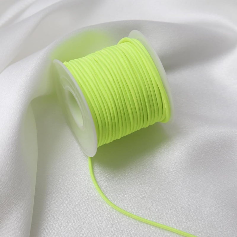 ZHFMLY Neon Yellow Elastic Beaded Cords 2mm 2/25 inch Elastic Cord String for Bracelets,Small Bungee Shock Cord for DIY Crafts, Beading and Sewing 48ft(ZH178) - Image 4